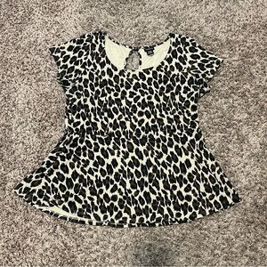 Vintage Y2K Peplum Animal Print Black Brown Cheetah Leopard Top Torrid 2 (18/20)